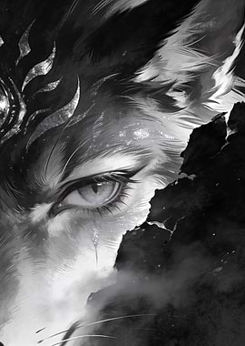 Monochrome Wolf Eye Close-Up