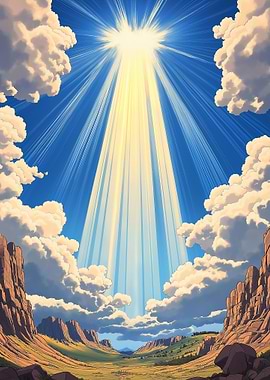 Heavenly Light over Desert Landscape