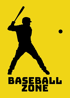 Baseball Zone Silhouette on Yellow Background