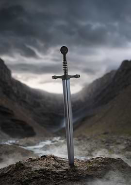 Sword in Stone Mountain Landscape