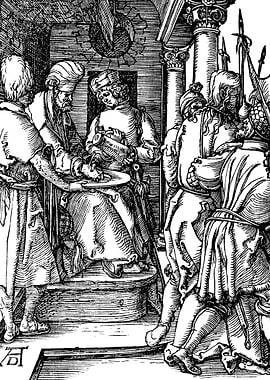 Pilate Washing his Hands Albrecht Durer Engraving