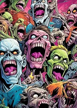 Zombie Horde Comic Book Style