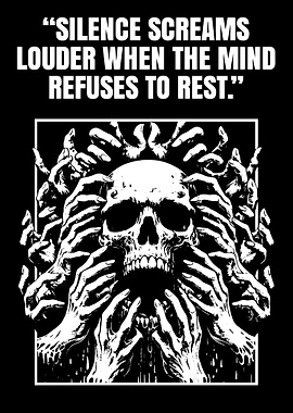 Skull Surrounded by Hands with Quote