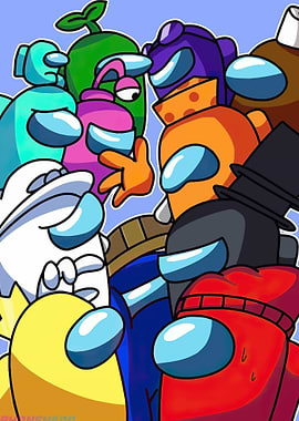 Among Us Crewmates Cartoon Illustration