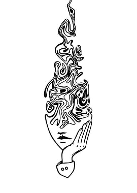 Abstract Face with Swirling Hair