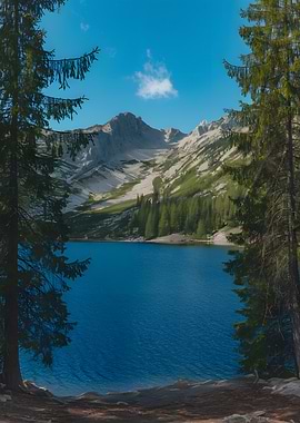 Alpine Lake with Mountain Backdrop