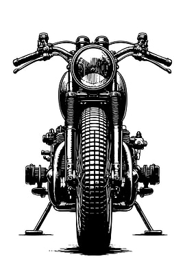 Detailed Motorcycle Front View Illustration