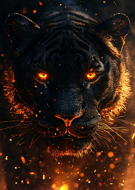 Fiery Black Tiger Portrait