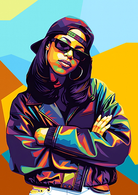 Aaliyah portrait in pop art style