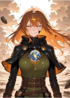 Anime Girl with Earth Pendant