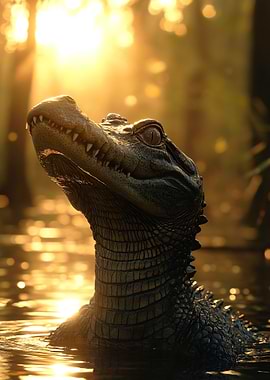 Alligator in golden light
