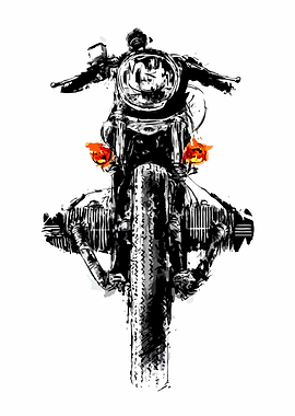 Motorcycle Front View Black and White