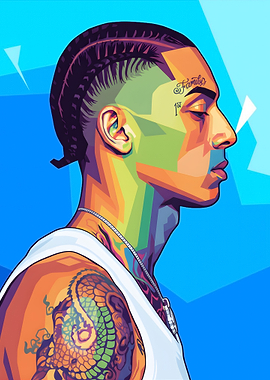 Colorful Portrait of a Man with Tattoos
