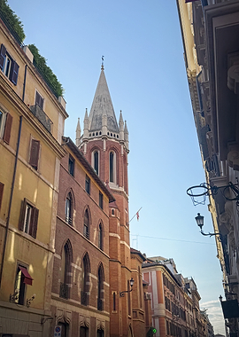 Street view of a church in Rome