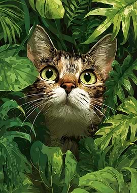 Cat in the Jungle Foliage