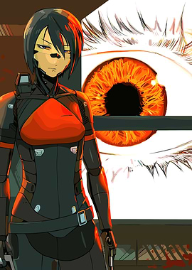 Cyberpunk Girl with Giant Eye