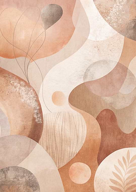 Abstract Earth Tone Shapes Art