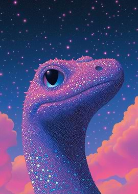 Whimsical Lizard in a Starry Sky