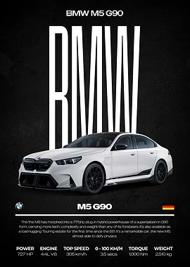 BMW M5 G90 Car Poster