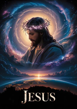 Jesus Christ Portrait with Crown of Thorns
