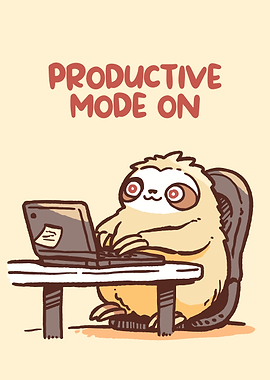 Productive Sloth Cartoon
