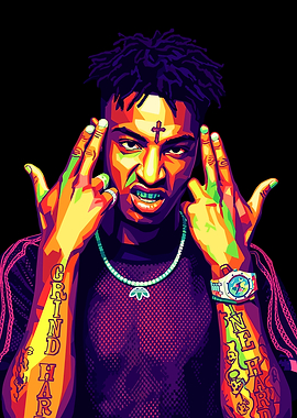 21 Savage Colorful Portrait