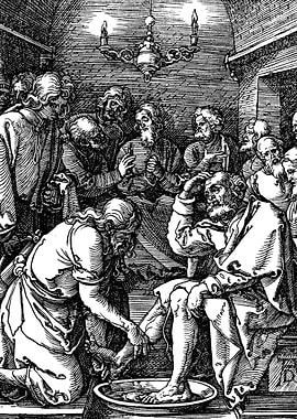 Christ Washing the Feet of the Disciples Albrecht Durer Engraving