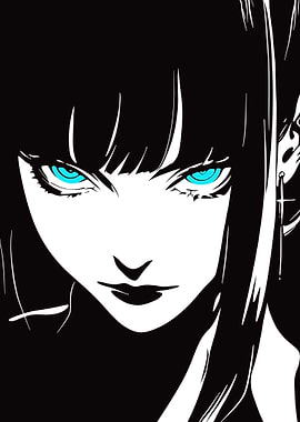 Anime Girl with Piercing Blue Eyes