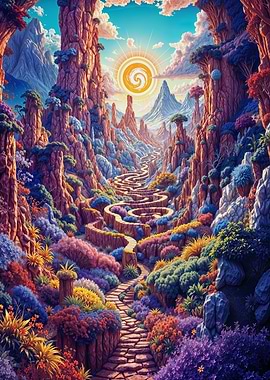 Colorful Mountain Path Landscape