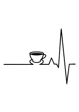 Coffee Heartbeat Line Art