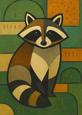 Geometric Raccoon Art