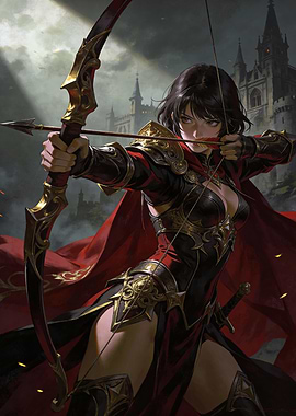 Female Archer with Bow and Arrow