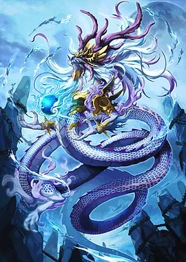 Majestic Eastern Dragon with Orb
