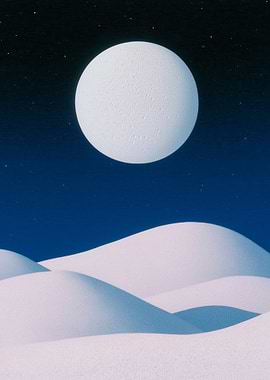 White Moon Over Snowy Hills