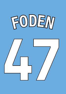 Phil Foden 47 Manchester City Blue and White Jersey