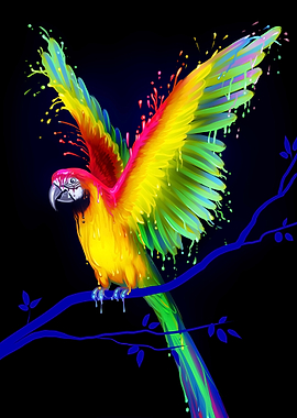 Colorful Parrot on Branch