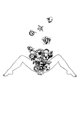 Floral Vulva Line Art