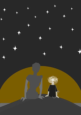Stargazing Silhouette Illustration