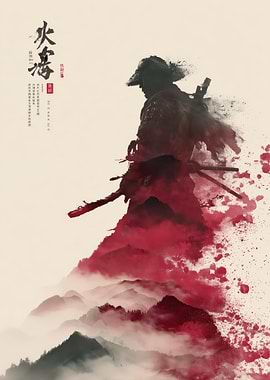 Samurai Warrior in Mountain Landscape