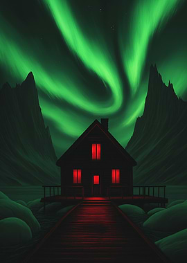 Cabin Under the Northern Lights