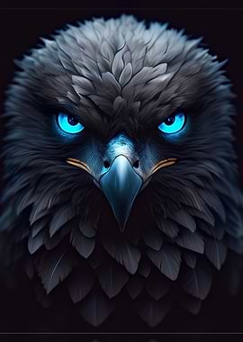 Dark Wood Collection: Eagle with Glowing Blue Eyes