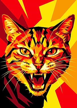 Angry Cat Pop Art Illustration