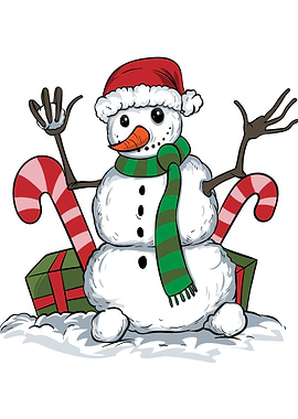 Festive Snowman with Gifts and Candy