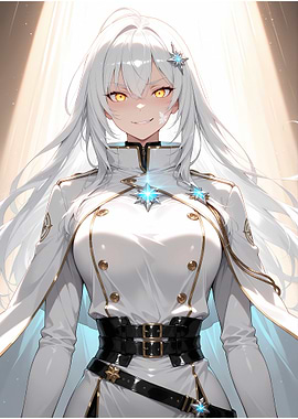 Anime Girl in White Military Uniform