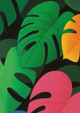 Colorful Tropical Leaves Pattern