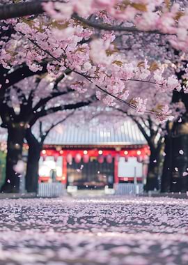 Cherry Blossoms at Japanese Temple