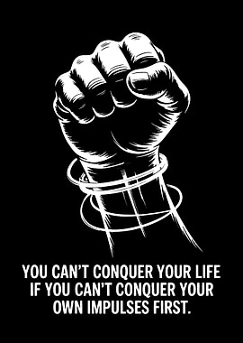 Conquer Impulses Fist Monochrome Art