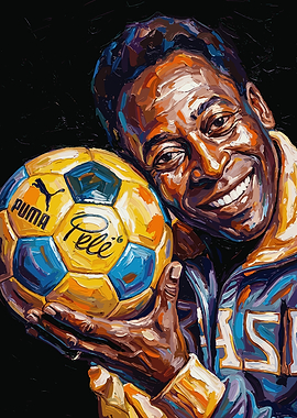 Pele Portrait with Soccer Ball