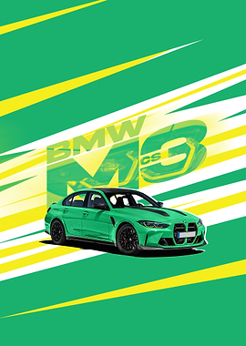 Green BMW M3 CS Car Poster