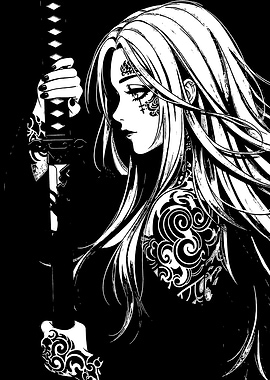 Black and White Warrior Woman